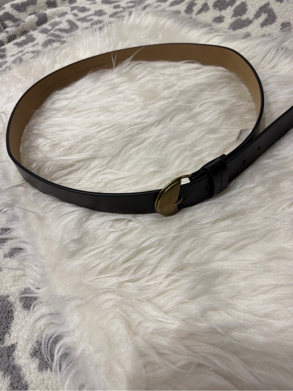 Lucky Brand Black Leather Belt with Brass Buckle